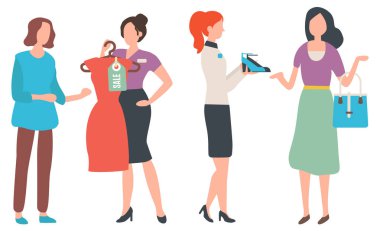 Alışveriş Kadını ve Dükkan Danışmanı Set 'te.