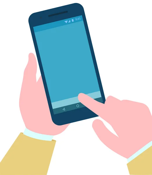 Personne tenant un téléphone intelligent dans les mains Téléphone cellulaire — Image vectorielle