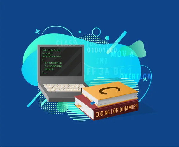 Coding Education, Programming in Laptop Vector — Stockový vektor