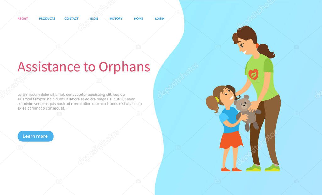 Volunteering Work, Children Community, Web Vector