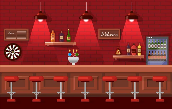 Birra Pub con Nessuno Posto, Bar con Drink Vector — Vettoriale Stock