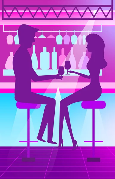 Man and Woman in Bar Drinking Cocktails Vector — Stock Vector