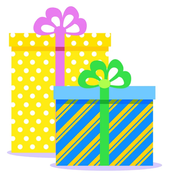 Presentes de Natal em caixas coloridas amarradas com fita — Vetor de Stock
