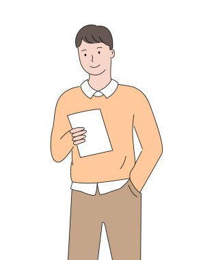 Kağıt okuyan İşçi, İnsan Vektörünün Portresi Görünümü