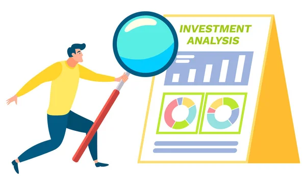 Man Looking at Data Chart Analisis Investasi - Stok Vektor