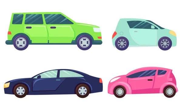 Modèles de voiture Jeep et Mini Automobile Véhicules Set — Image vectorielle