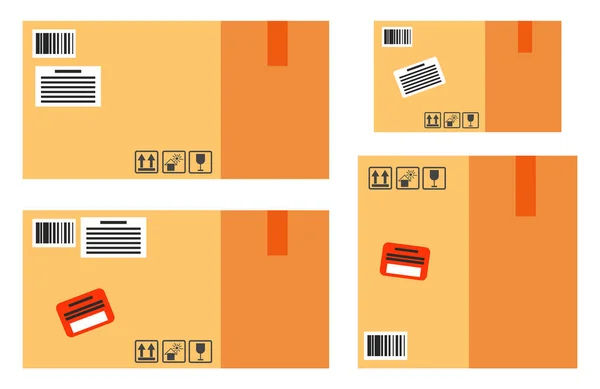 带有信息的订单，包装盒设计集 — 图库矢量图片