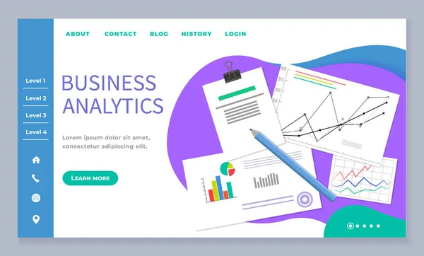 Business Analytics Chart Web Landing Page Template — Stock Vector