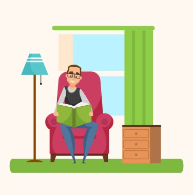 Gülümseyen Erkek Okuma Kitabı, Hobi Vektörü