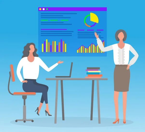 Επιχειρηματικά γραφικά και γυναίκες επιχειρηματίες, Στατιστικά στοιχεία — Διανυσματικό Αρχείο