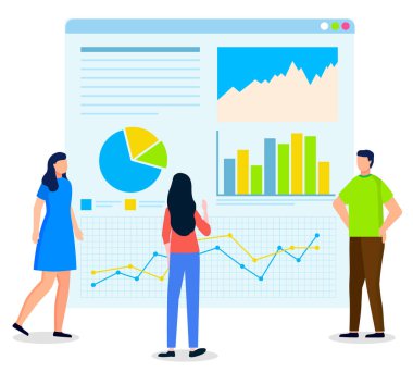 İnsanlar Grafik ve Öğrenme Çevrimiçi Vektörünü Tartışıyor