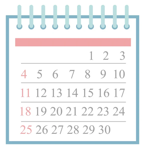 Calendar with Dates and Weeks Work Organization — Stock Vector
