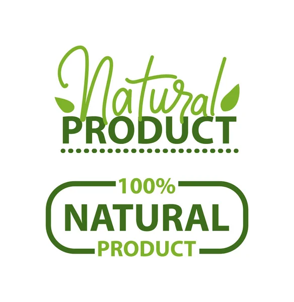 Naturlig produkt 100 Procent ekologisk mat logotyp — Stock vektor