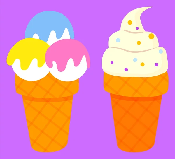 Frozen Cream in Waffelkegel, Eis Logo Vector — Stockvektor