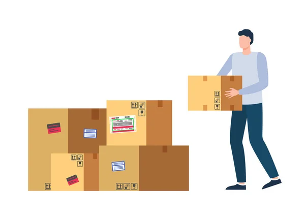 Transport von Gütern, Paper Box Delivery Vector — Stockvektor