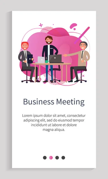 Reunião de negócios, Pessoas que lidam com tarefas Web — Vetor de Stock
