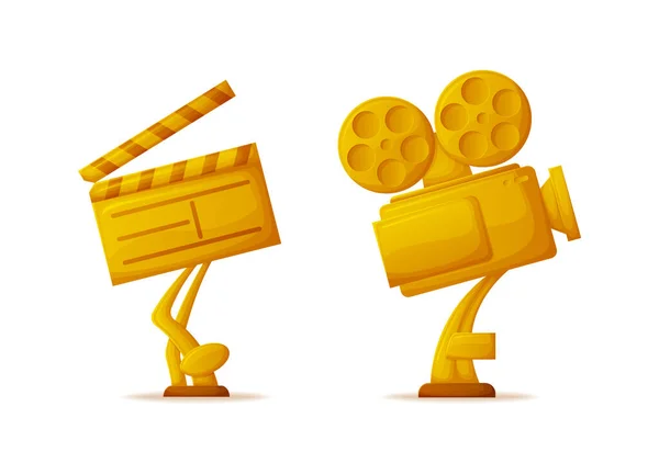 Kino- oder Filmpreis, Goldene Trophäen oder Preise — Stockvektor