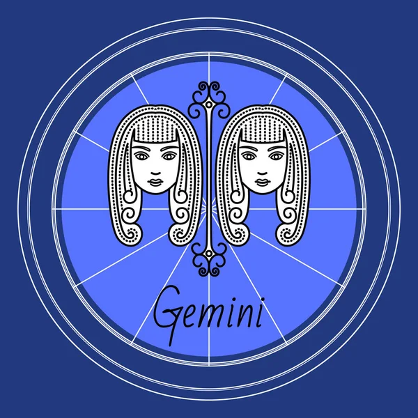 Gemini Zodiac Sign of Twins, Horoscope Astrology — Wektor stockowy