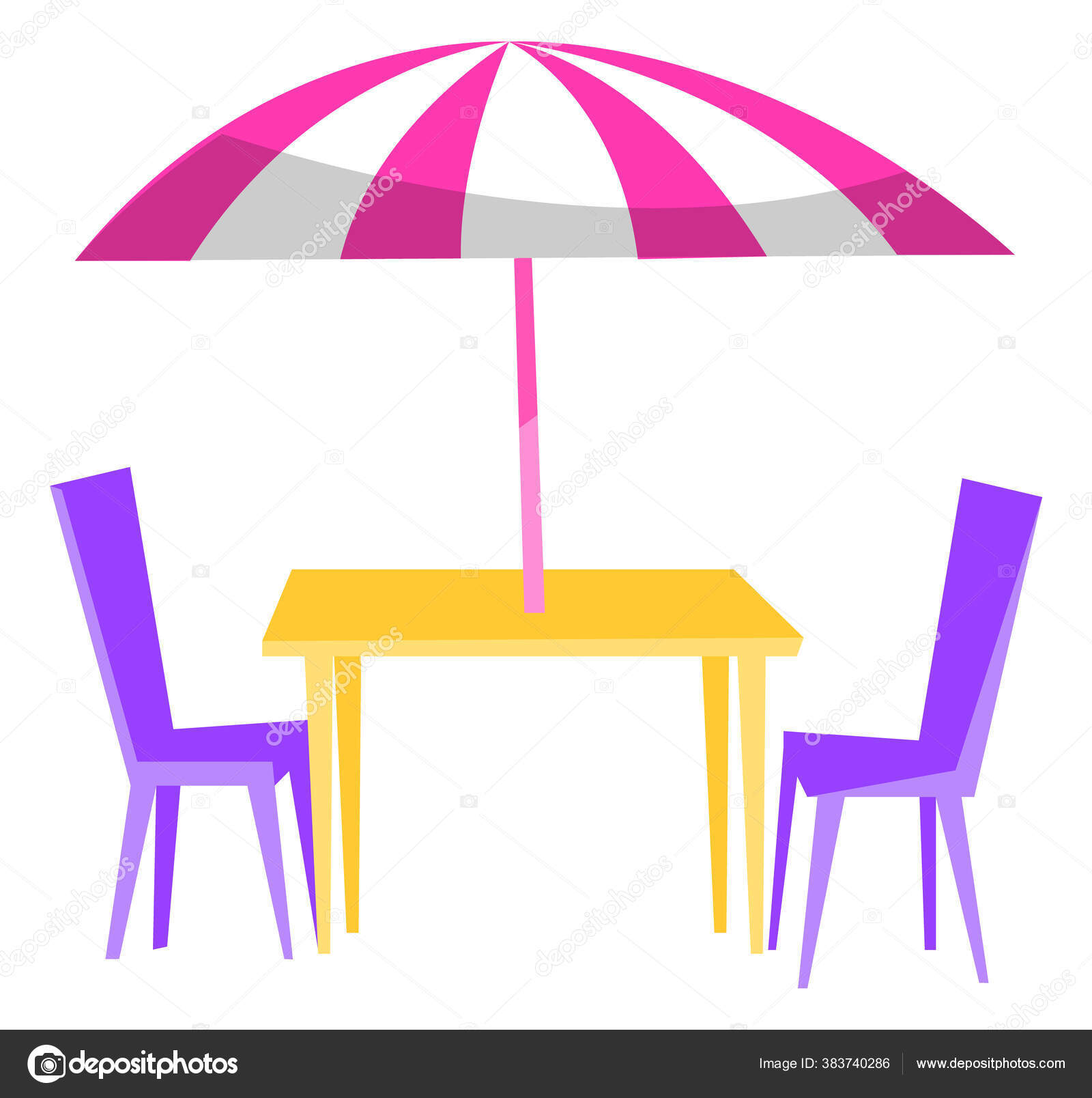 Outdoor Restaurant, Table with Umbrella and Chairs Stock Vector by ©robuart 383740286
