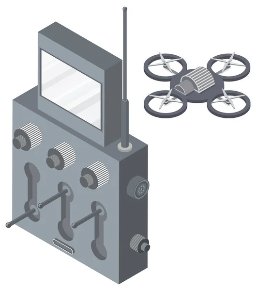 Коптер и дистанционное управление, беспилотный вектор — стоковый вектор