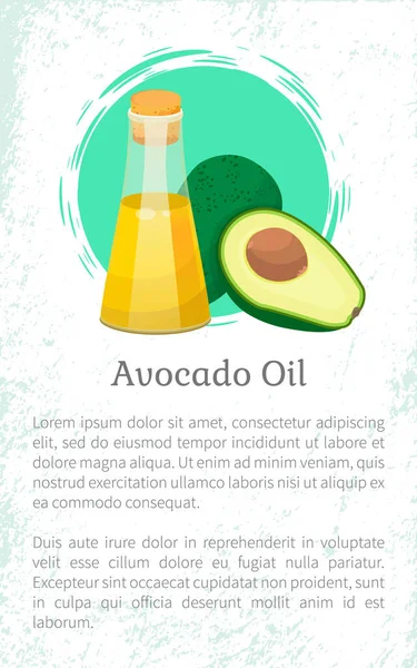 Poster Recipe Avocado and Bottle of Oil Vector — Stockový vektor