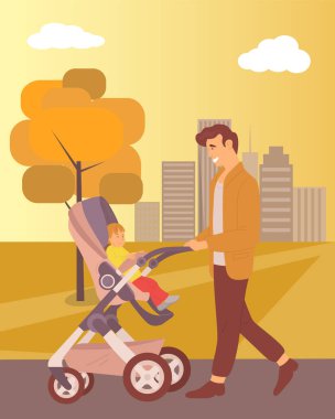 Baba, Sonbahar Parkı 'nda Çocukla Geziyor