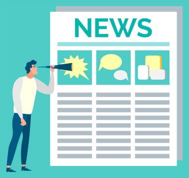 Resimler Vektörüyle Gazete Sayfasına Bakan Adam