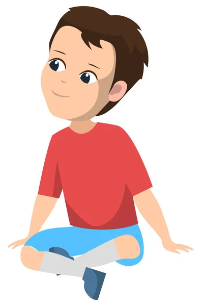 Little Boy, Elementary School kid Sitting Vector — Stock Vector