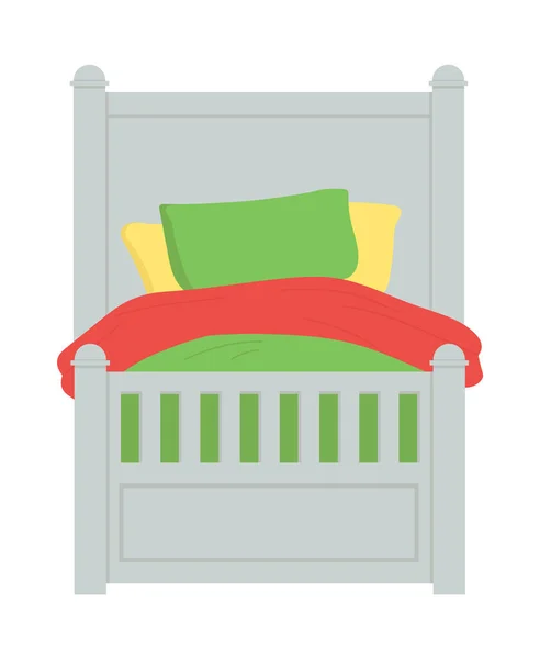 Cama Infantil com Cobertor e Travesseiros Cama — Vetor de Stock