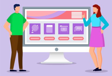 İnsanlar Bilgisayar Monitörü 'nün yanında, Web Sitesi Sayfası