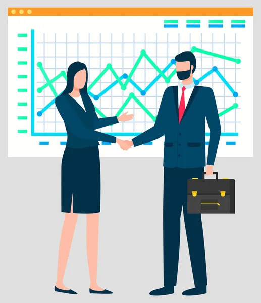 ( 영어 ) Business Partners on Meeting, Whiteboard Charts — 스톡 벡터