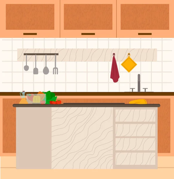 Cocina Vista Interior Cocina Nadie Lugar Vector — Vector de stock