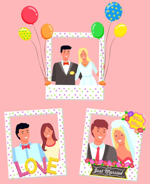 Célébration de mariage, Photozone pour les couples amoureux — Image vectorielle
