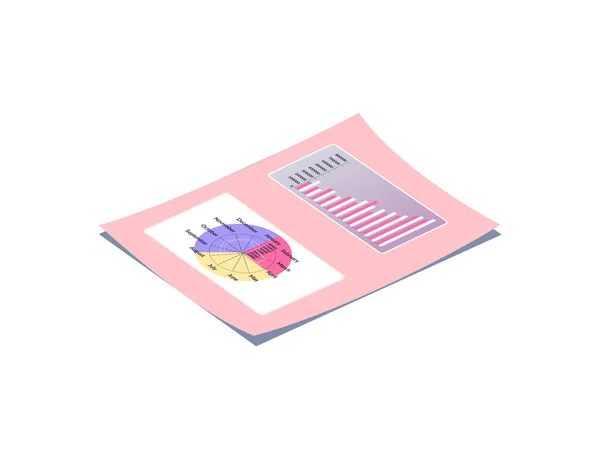带日历和图表向量的粉红撒谎纸 — 图库矢量图片