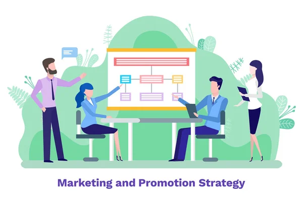 Marketing Strategy Meeting and Discussion Vector — Stockový vektor