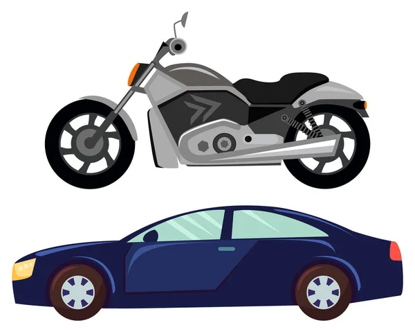 Deporte de coches y motos, transporte de vehículos — Vector de stock