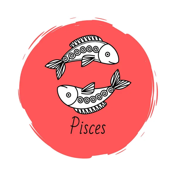 Pisces Astrology Sign, Zodiac and Horoscope Symbol — ストックベクタ