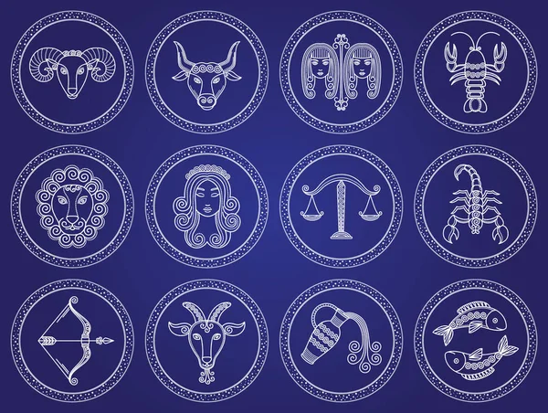 Twelve Astrological Signs, Isolated Icon of Zodiac — Stock Vector