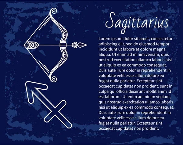 Sagittarius Zodiac Sign of Horoscope, Astrology — Stock vektor