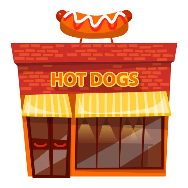 Hot Dog Cafetaria Gebouw, Voorzijde van Cafe — Stockvector