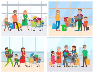 Satın Alma, Ebeveyn ve Çocuk Vektörü olan Aile