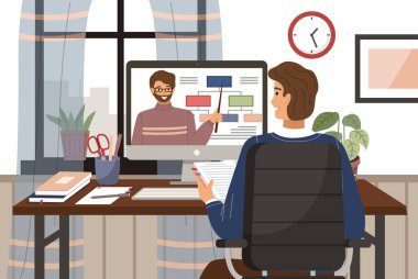 Çevrimiçi sınıf. Okulda kal ve telekonferansla evden çalış. Evde eğitim