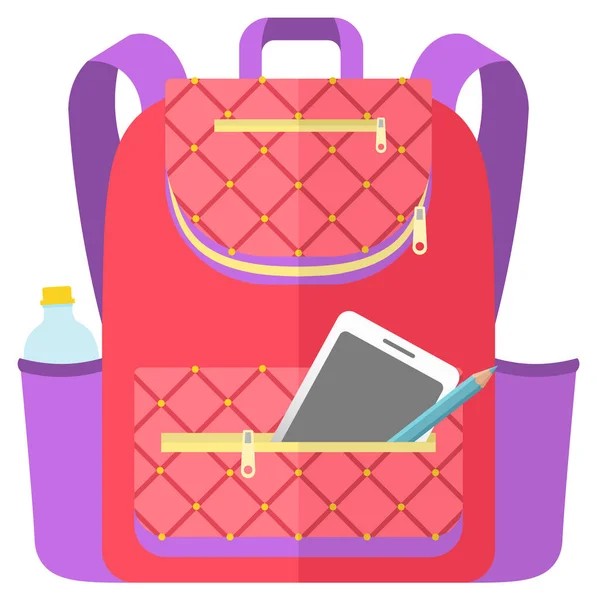 Sac à dos scolaire coloré Retour à l'école — Image vectorielle