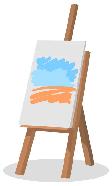 Easel with Drawing Colorful Sketch Canvas Vector — Stock Vector