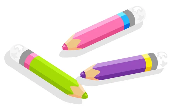 Bleistift oder Zeichenwerkzeug, Schulpapierzubehör — Stockvektor