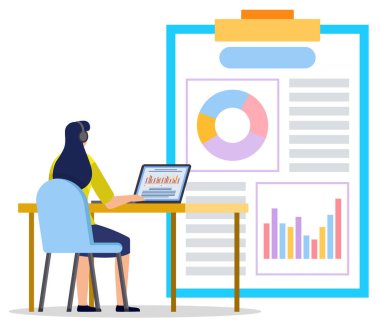 Pano Vektöründeki Bilgiyi Analiz Eden Kadın