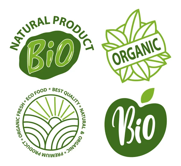 Bio y orgánico, Eco Alimentos, Vector de etiqueta fresca — Vector de stock