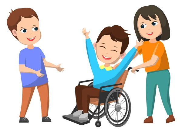 Figur im Rollstuhl und Klassenkameraden deaktivieren — Stockvektor