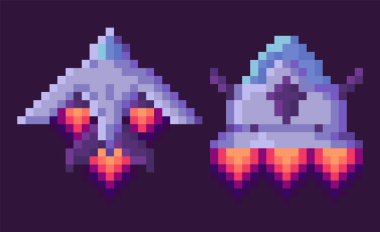 Piksel Oyun Uzay Gemisi Taşımacılık Yüzen Seti