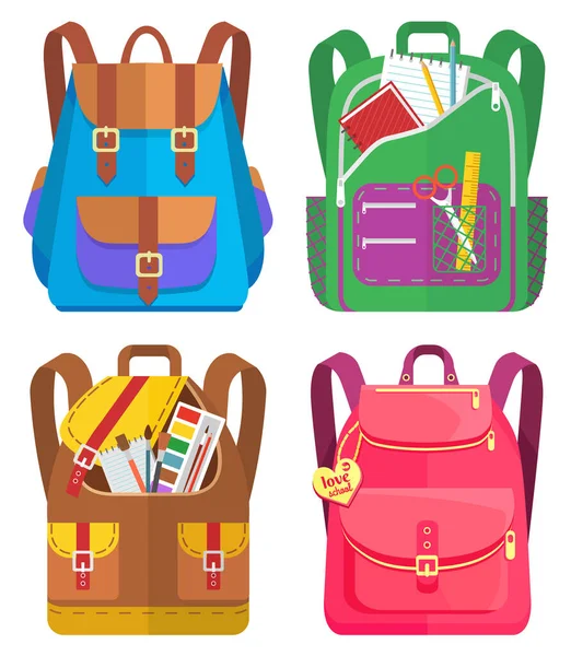 Mochila escolar de color Volver a la escuela — Vector de stock